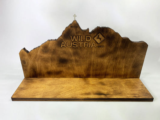 Holzdisplay Großglockner mit Gipfelkreuz aus Silber
