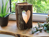 Holz Laterne „Herz“ oder „Stern“ rustikal mit Rinde und Glaszylinder