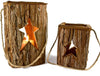 Holz Laterne „Herz“ oder „Stern“ rustikal mit Rinde und Glaszylinder