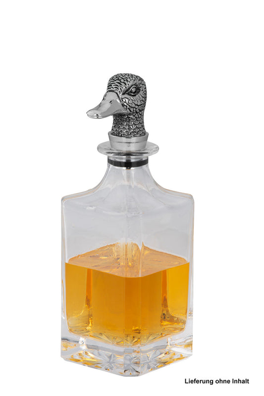 Glasflasche / Glaskaraffe mit Entenkopf