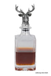 Glasflasche / Glaskaraffe mit Hirschkopf
