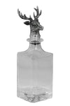 Glasflasche / Glaskaraffe mit Hirschkopf