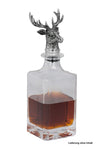 Glasflasche / Glaskaraffe mit Hirschkopf
