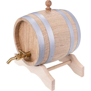 Holzfass 1 l aus Eiche mit Messing-Zapfhahn auf Untergestell