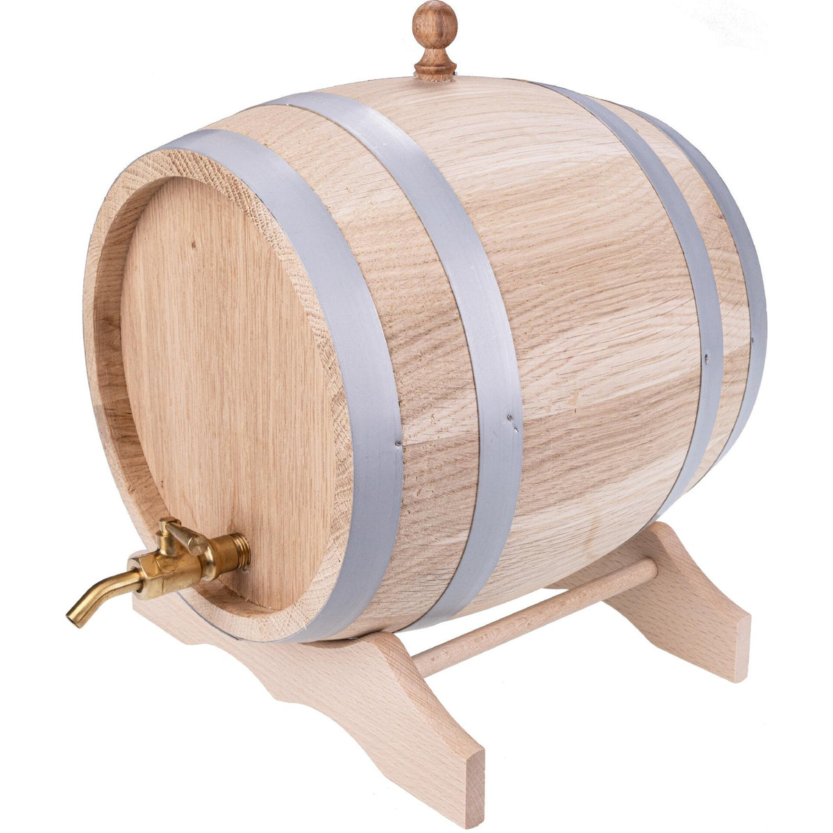 Holzfass 5 l aus Eiche mit Messing-Zapfhahn auf Untergestell