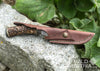 JAGDMESSER mit Hirschhorngriff, Damaststahl