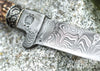 JAGDMESSER mit Hirschhorngriff, Damaststahl