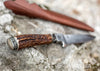 JAGDMESSER mit Hirschhorngriff, Sensenstahl