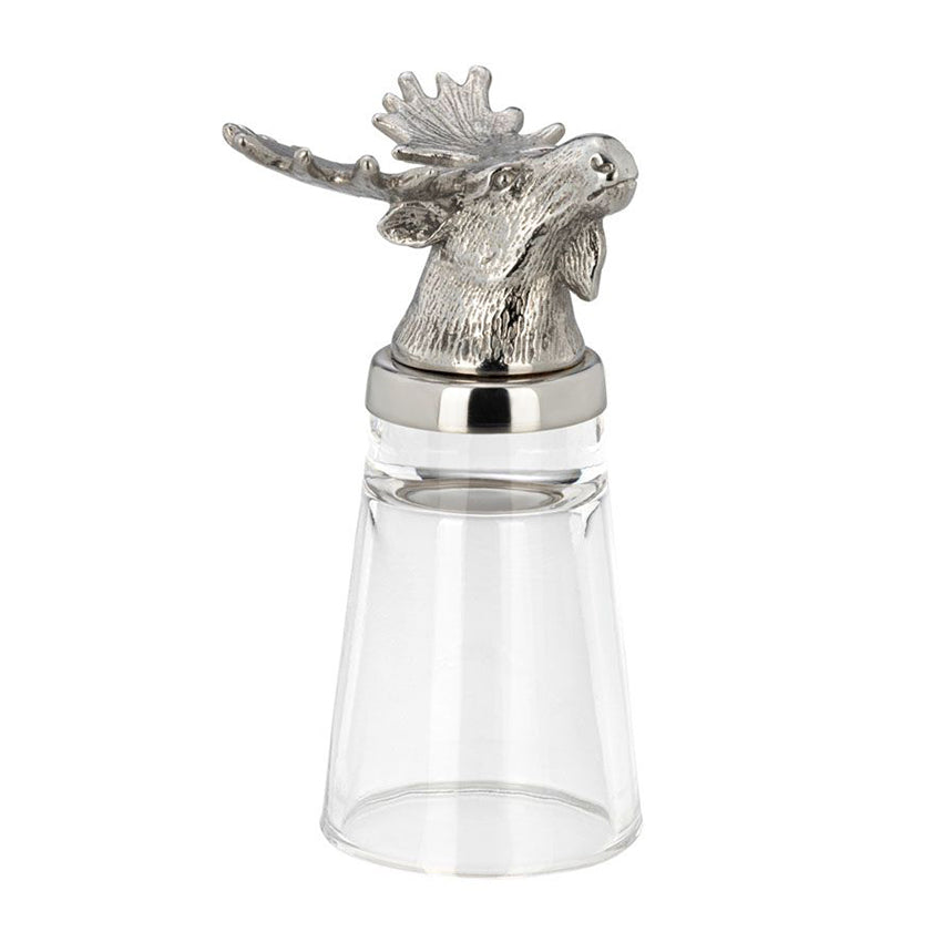 Schnapsglas Elch mit Tierkopf aus Edelstahl, 4 cl –