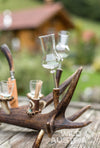 SCHNAPSGLASHALTER aus Hirschhorn, UNIKAT